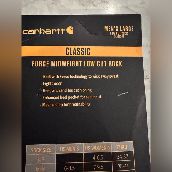 NWT Carhartt Men’s large - Black and Gray Classic Force Mid weight Low Cut Socks - Picture 4 of 11